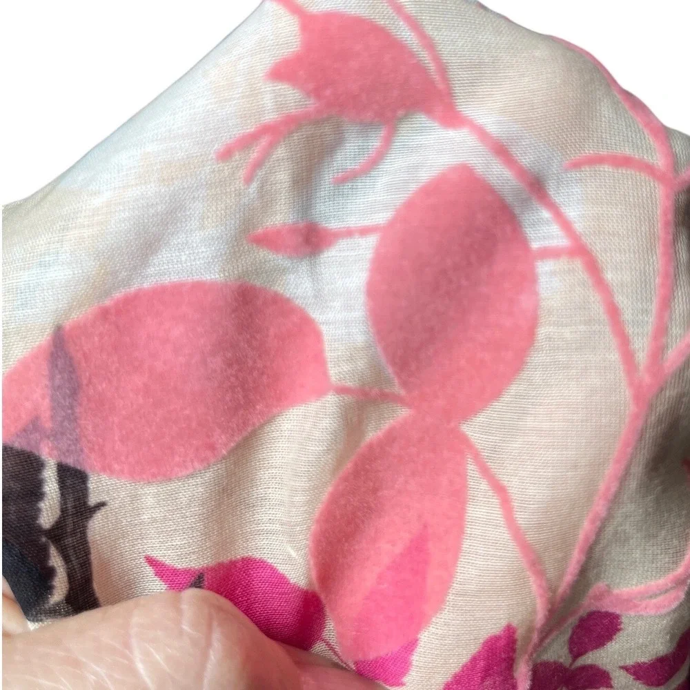 Talbots Floral Flocked Cotton Silk Wrap Scarf One Size